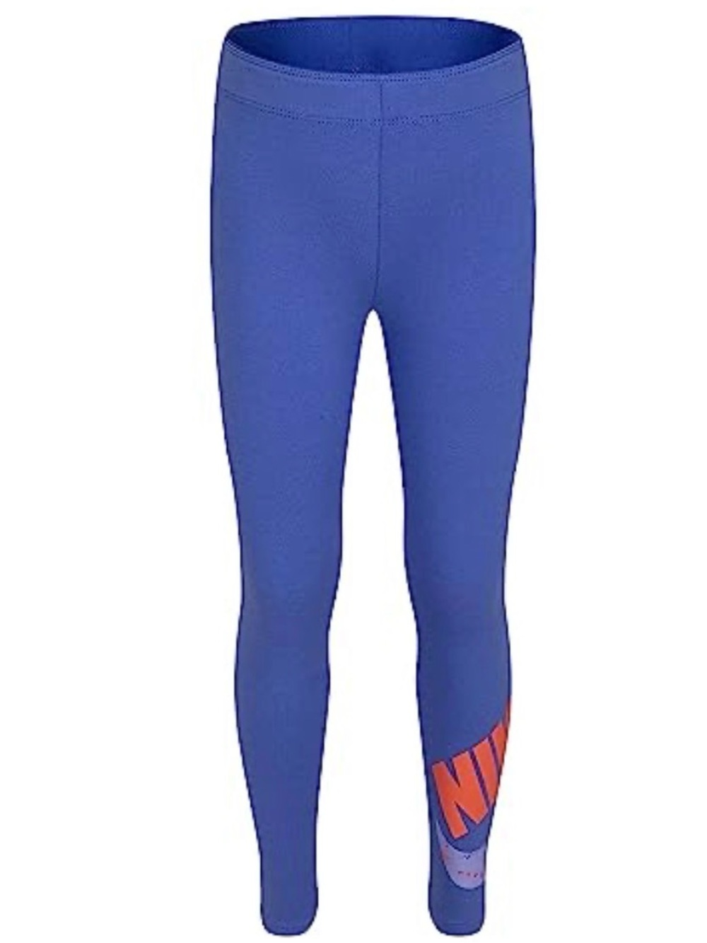 Nike Girls' Leggings with Orange Logo - Sapphire - Size 4